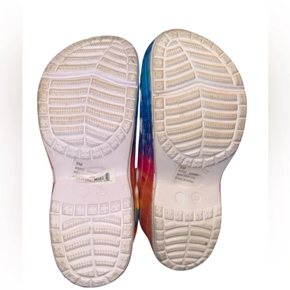 Colorful Tie-Dye Gardner Clogs Platform Size 9M